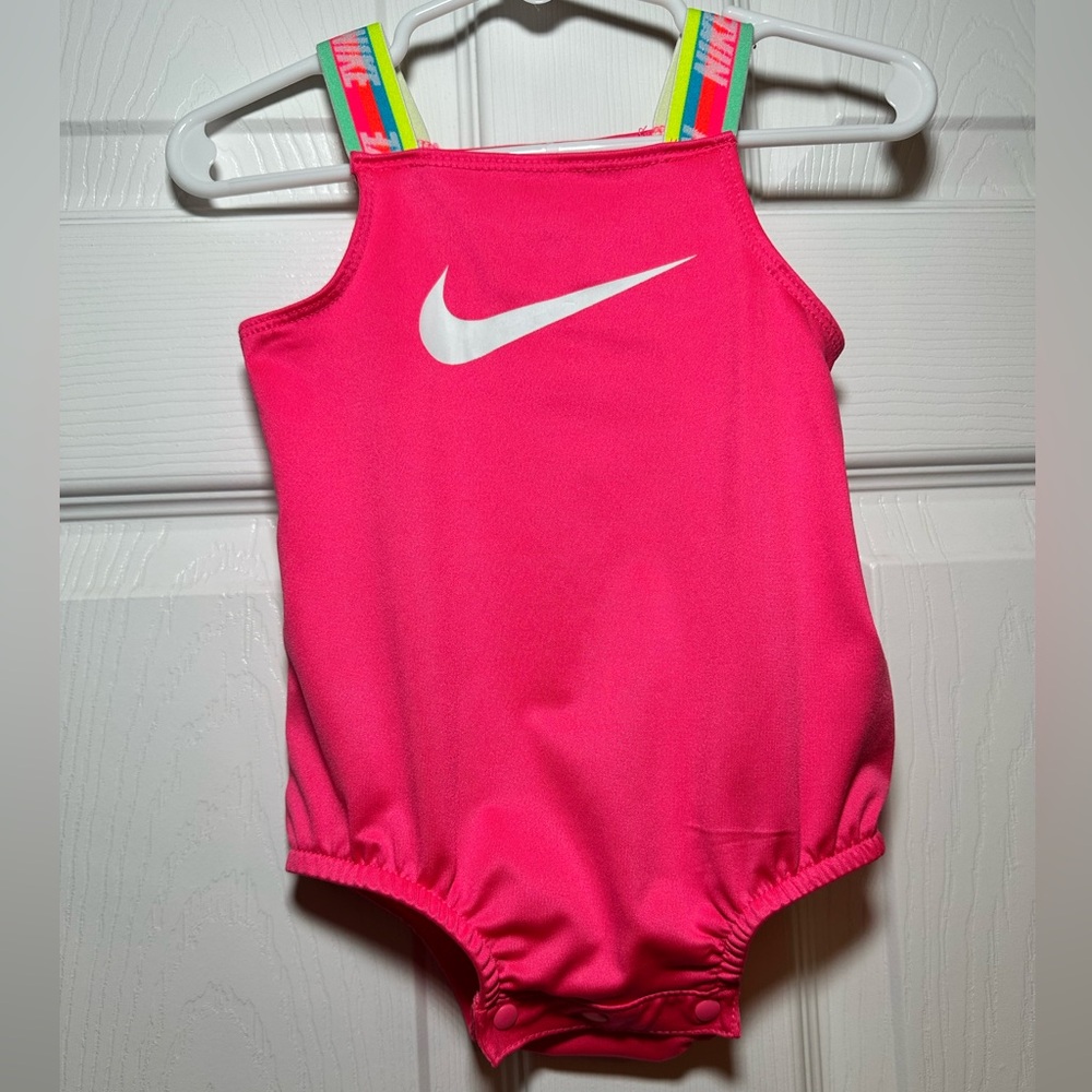 Nike Kids Pink One-Piece Swimsuit with Multicolor Straps
